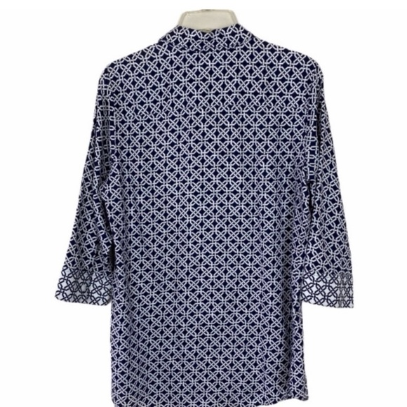 Foxcroft Women’s  Geometric Blue 3/4 Sleeves Shirt Color Size 8 - Picture 5 of 8